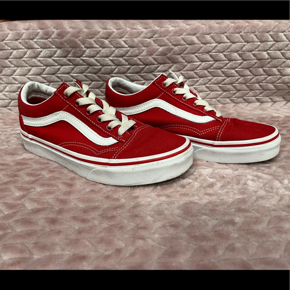 Vans Red & White Old Skool Low-Top Sneakers